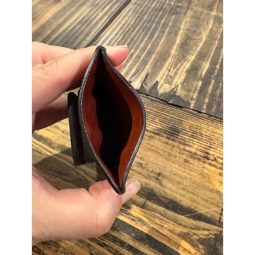 Bosca 1911 Cognac Leather Magnetic Money Clip Front Pocket Card Case Wallet Mens